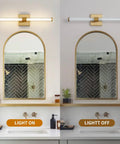 Golden Vanity Light Fixture Over Mirror 360 Degree LED Bath Bar 22 Inch Dimmable 4000K Full Lighting With Glass Accent for bathroom