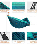 Ultra Lightweight Camping Hammock With Two Tree Straps Parachute Nylon Supports 500 Lbs Single Or Double Easy Setup