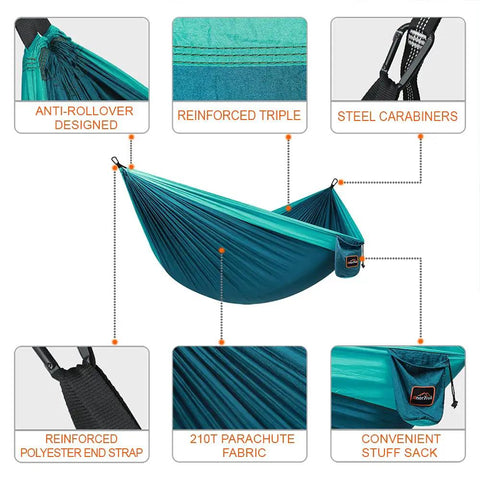 Ultra Lightweight Camping Hammock With Two Tree Straps Parachute Nylon Supports 500 Lbs Single Or Double Easy Setup
