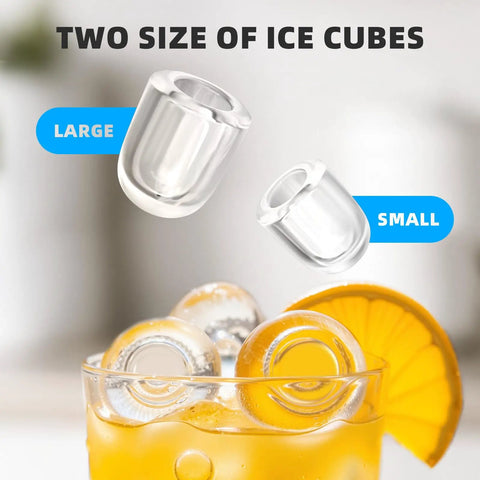 Two ice cube sizes from Countertop Ice Maker Machine With Quick Ice 8 Cubes In 6 Minutes 26.5 Lbs Per Day Self Cleaning