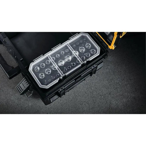 Top view of 53 Piece MTS Tough System Storage Kit For Tools And Accessories Built To Stand Up To Heavy Duty Job Site Use Portable Tool Organizer