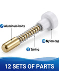 Top Rated 12 Pack Window Screen Replacement Plunger Pins And High Grade Spring Clips Repair Kit with Aluminum bolts, Spring, Nylon cap.