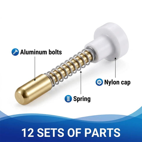 Top Rated 12 Pack Window Screen Replacement Plunger Pins And High Grade Spring Clips Repair Kit with Aluminum bolts, Spring, Nylon cap.