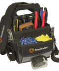 Electrician Shoulder Pouch with 16 Pocket Design, Durable 2400D Ballistic Weave Tool Carrier filled with tools and accessories