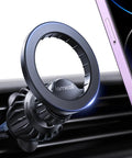 High Capacity MagSafe Car Mount Vent Holder With Blasted N52 Super Magnets Compatible With iPhone attached to car vent.