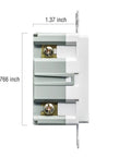 Side view of 20 Amp GFCI Outlet 125 Volt Tamper Resistant Weather Resistant Receptacle With LED Indicator Lights Pack Of 10 White UL Listed with measurements 1.37 inch wide and 2.766 inch long