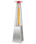 42,000 BTU Pyramid Propane Patio Heater With Dancing Flame, Hammered Stainless Steel Freestanding Deck Heater, Quartz Glass Tube