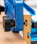 Close-up of Heavy Duty Table Saw Featherboard Kit With Extra Height And Precise Adjustment for Tall Workpieces, installed on wood