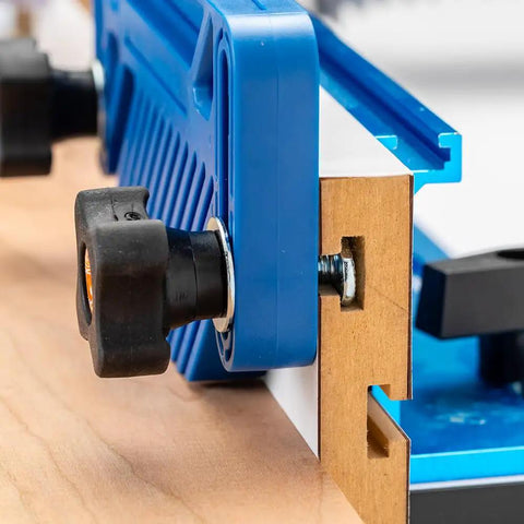 Close-up of Heavy Duty Table Saw Featherboard Kit With Extra Height And Precise Adjustment for Tall Workpieces, installed on wood