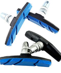 Dual Pack 4 Pcs V-Brake Pads 70mm Blue For MTB Mountain Bikes - Quiet No Skid Rubber Brake Pads, Curved Design Protects Wheels