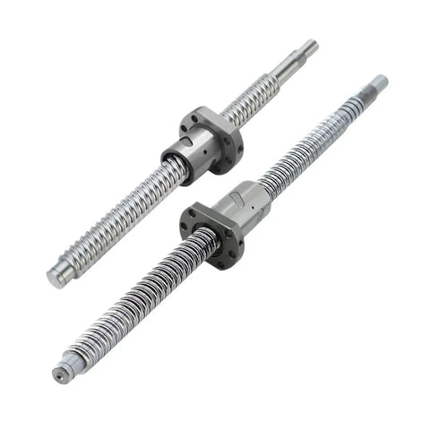 Heavy Duty Ballscrew Assortment Set With Nuts And Threaded Ends For CNC Routers And 3D Printers showing two steel threaded rods.