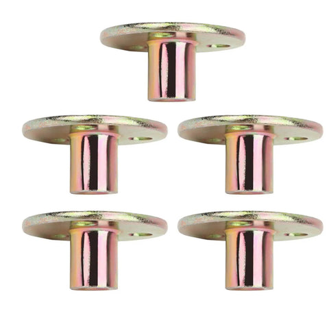 5 Pcs T Nut Flange 3 Hole Galvanized Iron Furniture Fixing Tee Round Base Nut M6 for Woodwork Cabinets and DIY Projects