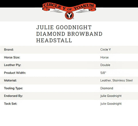 Western Diamond Tooling Headstall For Horses Double Ply Black Leather Stainless Steel Hardware with Julie Goodnight endorsement.