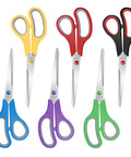 Six Pack 8 Inch Sewing Craft Scissors Set In Six Colors Stainless Steel Workhorse Heavy Duty Sharp Shears For Home Office School And Craft Projects, six-color set