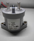 Heavy Duty DC Contactor For EV Charger Stations 200Amp 24V DC Industrial Power Switch with gray casing and wires.