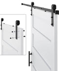36x84 Inch Sliding Barn Door Kit With Hardware, Handle And Floor Guide, Waterproof PVC Surface, White 5-Panel Solid Slab, Pre Drilled Holes For Easy Install