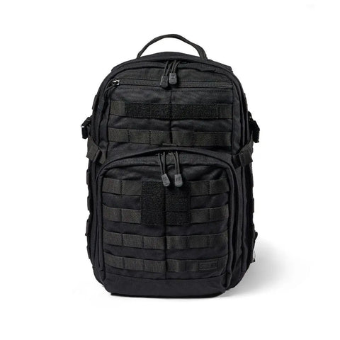 Front view of RUSH 12 2.0 Tactical Backpack with Laptop Compartment and 24L Capacity Everyday Carry Molle Pack, Black, Style 56561ABR