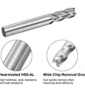 uxcell 4pc HSS-AL end mill set, 3/8 in dia, 3/8 in shank, 4-flute, upcut spiral for wood PVC MDF engraving