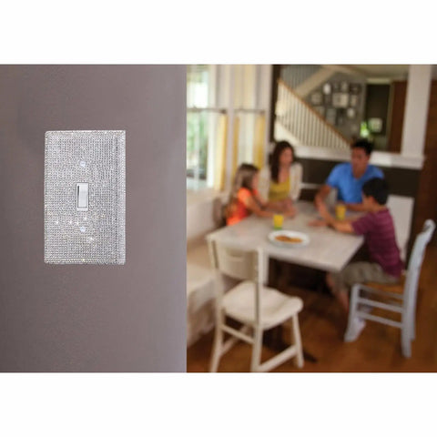 Shiny Silver Rhinestone Light Switch Cover Plate With Single Toggle, Sparkling Decorative Wall Plate For Home, Office, Or Commercial Spaces