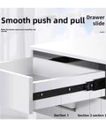 Heavy Duty Undermount Drawer Slides For Kitchen Cabinets With Soft Close Push To Open Design Crafted From Cold Rolled Steel For A Silky Smooth Slide Zero Hassle Mount And Badass Grip Built To Outlast showing drawer partially open with concealed tracks.