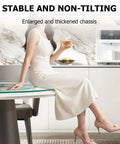 Woman sitting on Dope Large Glass Turntable For Dining Tables, 360 Degree Rotating Lazy Susan Tray, Clear Round Glass Top 180 Cm