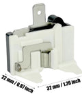 Side view of a 4.7 Ohm PTC Starter Relay 3 Pin Replacement for Mini Fridges and Wine Coolers with dimensions shown.