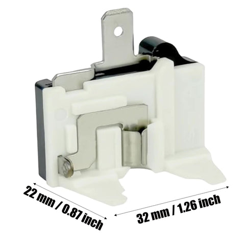 Side view of a 4.7 Ohm PTC Starter Relay 3 Pin Replacement for Mini Fridges and Wine Coolers with dimensions shown.