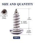 Pro Grade Number 6 X 1/2 Inch 304 Stainless Steel Wood Screws 100 Pack Pan Head Fasteners with dimensions shown.