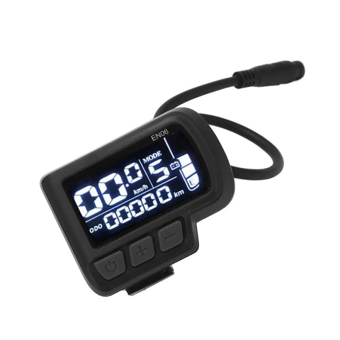 Six Pin LCD Ebike Display Panel For 24V 36V 48V 60V Electric Bikes On 22.2mm Handlebar With Real Time Speed Battery Level And Distance Readout