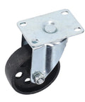 Tough As Nails Twin Bearing Swivel Caster Wheel Built Solid With Cast Iron For Smooth Rolling Cart And Warehouse Tasks Featuring 360 Degree Spin And 330 Pound Heavy Duty Load Capacity on a metal plate.