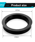 Four Pack Car Hub Centric Rings For Buttery Smooth Rides, 60.1 To 73.1 Mm, black with dimensions 2.87 inch outer and 2.36 inch inner.