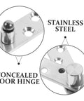 360 Degree Rotation Pivot Hinge Set 2 Pairs Heavy Duty Stainless Steel Concealed Door Hinge close-up view showing stainless steel finish.