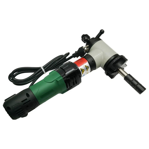 Badass Durable Electric Pipe Beveling Machine With Lightning Fast Internal Expandable Head For Razor Sharp U And V Shaped Chamfers On Stainless And Alloy Pipes Up To Three Inches Built Different, compact design, electric tool.
