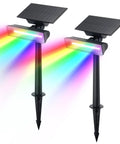 Lit Up Color Changing Solar Spot Lights Outdoor 54 LEDs RGB IP67 Waterproof Garden Path Lights 130 Degree Flood Beam With Two Modes