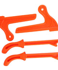 Four pack table saw push blocks orange safety plastic woodworking push sticks with ergonomic no slip grips easy glide on table saw and jointer.
