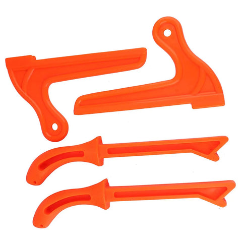 Four pack table saw push blocks orange safety plastic woodworking push sticks with ergonomic no slip grips easy glide on table saw and jointer.