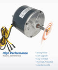 Top Tier Hvac Condenser Fan Motor 1/4 Hp 1100 Rpm 208 To 230 Volts With 5 Mfd Capacitor image showing a durable motor with wiring.