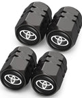 Pro Grade Copper Alloy Tire Valve Caps Set For Toyota Corolla RAV4 Highlander And Other Toyota Models, 4 black caps with Toyota logo