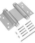 Automatic Two Way Door Spring Hinge with Adjustable Self Rebounding Action and Heavy Duty Steel Construction Easy Install