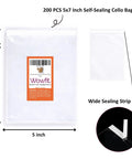 Clear 5x7 Inch Cellophane Bags With Self Sealing Closure for Cookies Candy and Party Favors Food Grade OPP Plastic Durable Packaging
