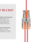 Lever Wire Connectors 10 Pack 1 In 2 Out Inline Splice Quick Connect For Electrical Wire with specifications and red wire