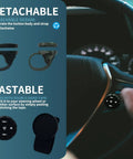 Waterproof Bluetooth Media Button Remote For Car, Bike, And Motorcycle on a steering wheel, detachable design.