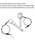Two Pack Quick Release Pins Three Eighths Inch Diameter By One And A Half Inch Length Push Button Ball Locking Pins With Ring Handle and Wire
