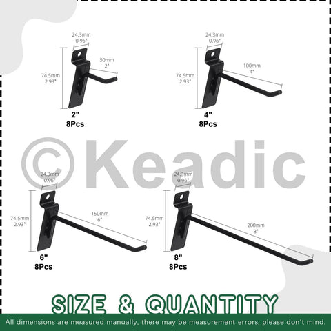 32 Piece Slatwall Hook Set With 2 Inch 4 Inch 6 Inch And 8 Inch Heavy Duty Display Hooks for garage shop and retail pegboard organization