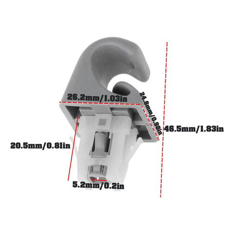 Two Piece Car Sun Visor Clip Hook Bracket Replacement 74348 06030 dimensions for Toyota Camry 2002 2008 and Corolla Matrix 2003 2008