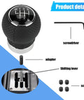 Six Speed Leather Shift Knob For Cars, Universal Automatic And Manual Gear Stick Handle Replacement with accessories