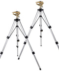 Heavy Duty Tripod Sprinkler Head Kit With 360 Degree Coverage For Lawn And Garden Yard Friendly Zinc Alloy Irrigation Head Three Quarters Inch NH Connector Extendable Legs Rust Resistant 2 Pack