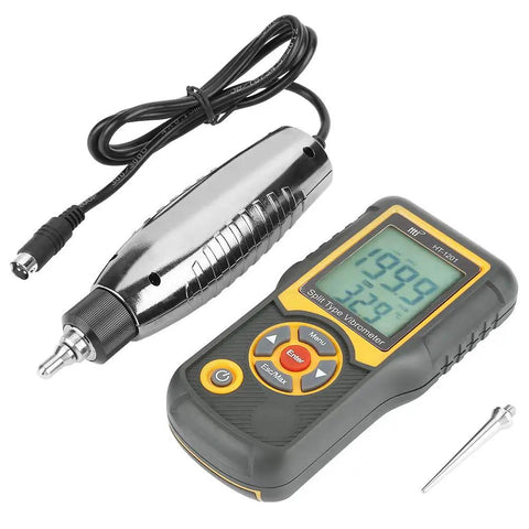 Split Type Digital Vibration Meter With LCD Display, Vibrometer And Vibration Analyzer For Measuring Vibration Speed, Acceleration And Displacement, Pro Grade Portable Vibration Tester For Mechanical, Electrical, Aerospace And Industrial Applications; handheld unit with probe