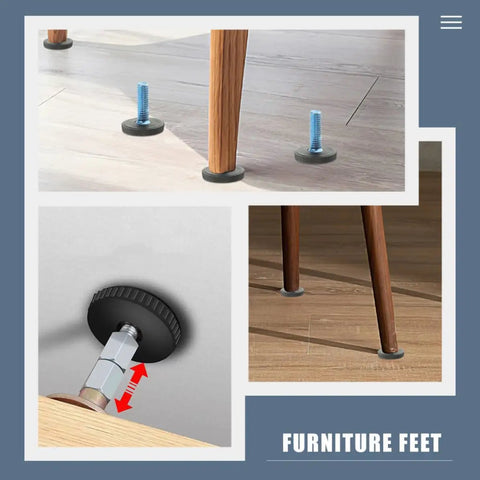 Beefy Heavy Duty Adjustable Furniture Leveling Feet Set M8 Threaded Screws For Tables And Chairs ABS And Iron Construction Anti Friction Design For Stable No Slip Sturdy Support under table leg