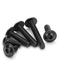 Top Shelf M6 X 20Mm Flanged Button Head Hex Socket Cap Screws 304 Stainless Steel Black Oxide Finish in various sizes.
